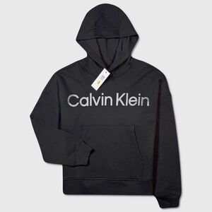 Calvin Klein Cropped / Crop Fleece Hoodie - NWT Womens Small‎ Black - #46278-A2